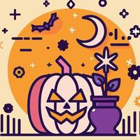 schattig halloween concepten. vector illustratie. pompoen en schedel nacht feest. truc of traktatie.