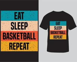 sport- basketbal t-shirt ontwerp. eten slaap basketbal herhaling typografie vector t-shirt ontwerp. sport- minnaar t-shirt ontwerp sjabloon. sport- t-shirt ontwerp voor basketbal minnaar speler vrij downloaden