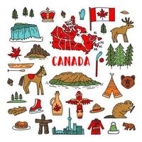 Canada teken en symbool, info-afbeelding elementen vlak pictogrammen set. toerisme. vector