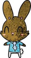 schattig tekenfilm konijn in overhemd en stropdas vector
