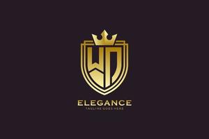 eerste wn elegant luxe monogram logo of insigne sjabloon met scrollt en Koninklijk kroon - perfect voor luxueus branding projecten vector