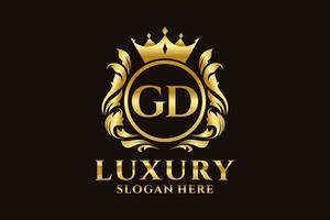 eerste gd brief Koninklijk luxe logo sjabloon in vector kunst voor luxueus branding projecten en andere vector illustratie.