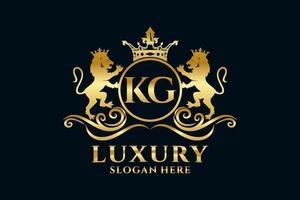 eerste kg brief leeuw Koninklijk luxe logo sjabloon in vector kunst voor luxueus branding projecten en andere vector illustratie.