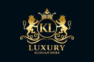 eerste kl brief leeuw Koninklijk luxe logo sjabloon in vector kunst voor luxueus branding projecten en andere vector illustratie.