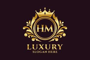 eerste hm brief Koninklijk luxe logo sjabloon in vector kunst voor luxueus branding projecten en andere vector illustratie.