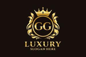 eerste gg brief Koninklijk luxe logo sjabloon in vector kunst voor luxueus branding projecten en andere vector illustratie.