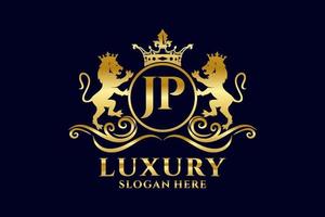 eerste jp brief leeuw Koninklijk luxe logo sjabloon in vector kunst voor luxueus branding projecten en andere vector illustratie.