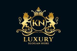 eerste kn brief leeuw Koninklijk luxe logo sjabloon in vector kunst voor luxueus branding projecten en andere vector illustratie.