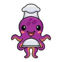 schattig weinig chef Octopus tekenfilm vector