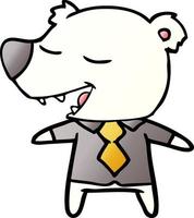 polair beer in overhemd en stropdas tekenfilm vector