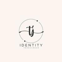 tj handschrift logo vector van eerste handtekening, bruiloft, mode, juwelen, boetiek, bloemen en botanisch met creatief sjabloon voor ieder bedrijf of bedrijf.