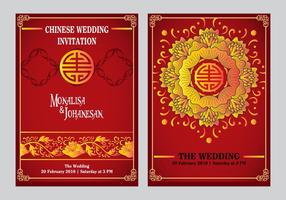 Chinees Huwelijksuitnodiging achter- en voorontwerp vector