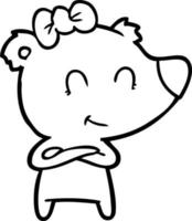 vrouw beer tekenfilm vector
