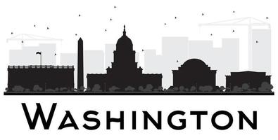 Washington dc stad horizon zwart en wit silhouet. vector