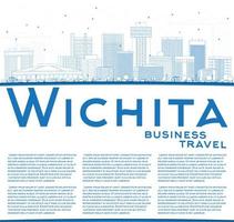 schets wichita horizon met blauw gebouwen en kopiëren ruimte. vector