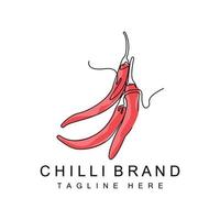 pittig Chili logo ontwerp, rood groente illustratie, keuken ingrediënten, heet Chili vector merk producten