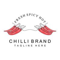 pittig Chili logo ontwerp, rood groente illustratie, keuken ingrediënten, heet Chili vector merk producten