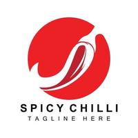 pittig Chili logo ontwerp, rood groente illustratie, keuken ingrediënten, heet Chili vector merk producten