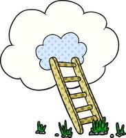tekenfilm ladder in wolk vector
