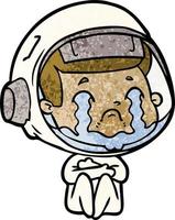 tekenfilm huilen astronaut vector