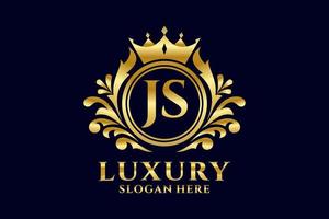 eerste js brief Koninklijk luxe logo sjabloon in vector kunst voor luxueus branding projecten en andere vector illustratie.