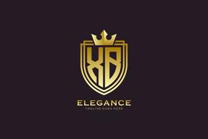 eerste xb elegant luxe monogram logo of insigne sjabloon met scrollt en Koninklijk kroon - perfect voor luxueus branding projecten vector