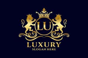 eerste lu brief leeuw Koninklijk luxe logo sjabloon in vector kunst voor luxueus branding projecten en andere vector illustratie.