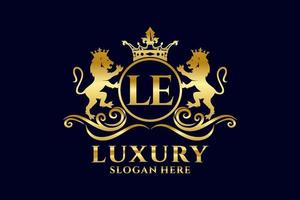 eerste le brief leeuw Koninklijk luxe logo sjabloon in vector kunst voor luxueus branding projecten en andere vector illustratie.