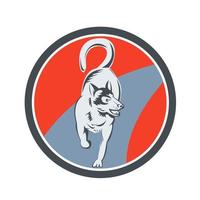 husky slee hond cirkel retro vector