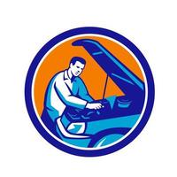 auto monteur auto reparatie cirkel retro vector