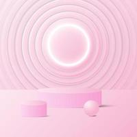 abstract achtergrond ontwerp cirkel bord cilindrisch voetstuk Product staan voor reclame in een roze toon, banier sjabloon, e-commerce, handel. vector