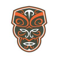 Maori masker gezicht voorkant retro vector