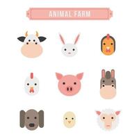 dier boerderij gezichten vector