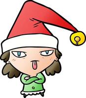 tekenfilm meisje vervelend Kerstmis hoed vector