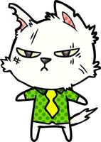 taai tekenfilm kat in overhemd en stropdas vector