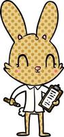 schattig tekenfilm konijn met klembord vector