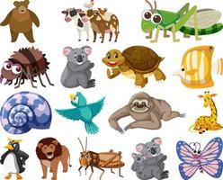 set van verschillende dieren cartoon vector