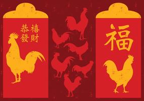 Chinees Nieuwjaar Haan Rood Pakket vector