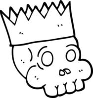 zwart en wit tekenfilm schedel vervelend kroon vector