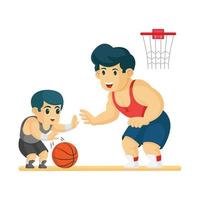 vader en zoon basketballen samen vector