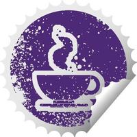 verontrust sticker icoon illustratie van een heet kop van koffie vector