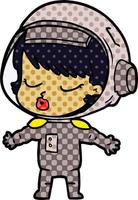 tekenfilm mooi astronaut meisje vector