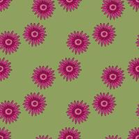 naadloos patroon met roze gerbera Aan groen achtergrond. vector afbeelding.