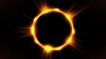 goud gloeiend cirkel, elegant verlichte licht ring Aan donker achtergrond. vector illustratie