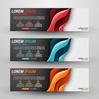 drie banners bedrijf met abstract achtergrond vector