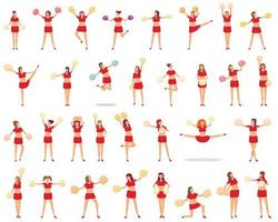 cheerleaders pictogrammen reeks tekenfilm vector. dans vrouw vector