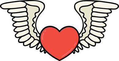 traditioneel tatoeëren van een hart met Vleugels vector