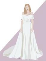 vrouw in bruiloft jurk. vector illustratie