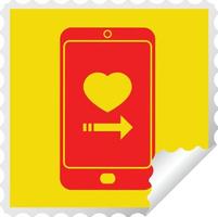 dating app Aan cel telefoon plein pellen sticker vector