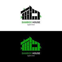 reeks logo bamboe huis vrij vector